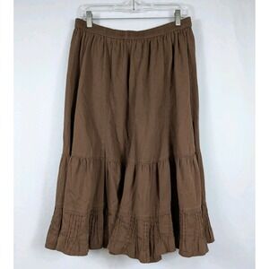 Midi Skirt Brown Tiered Size 18W Boho Prairie Cowgirl Western Festival 3002